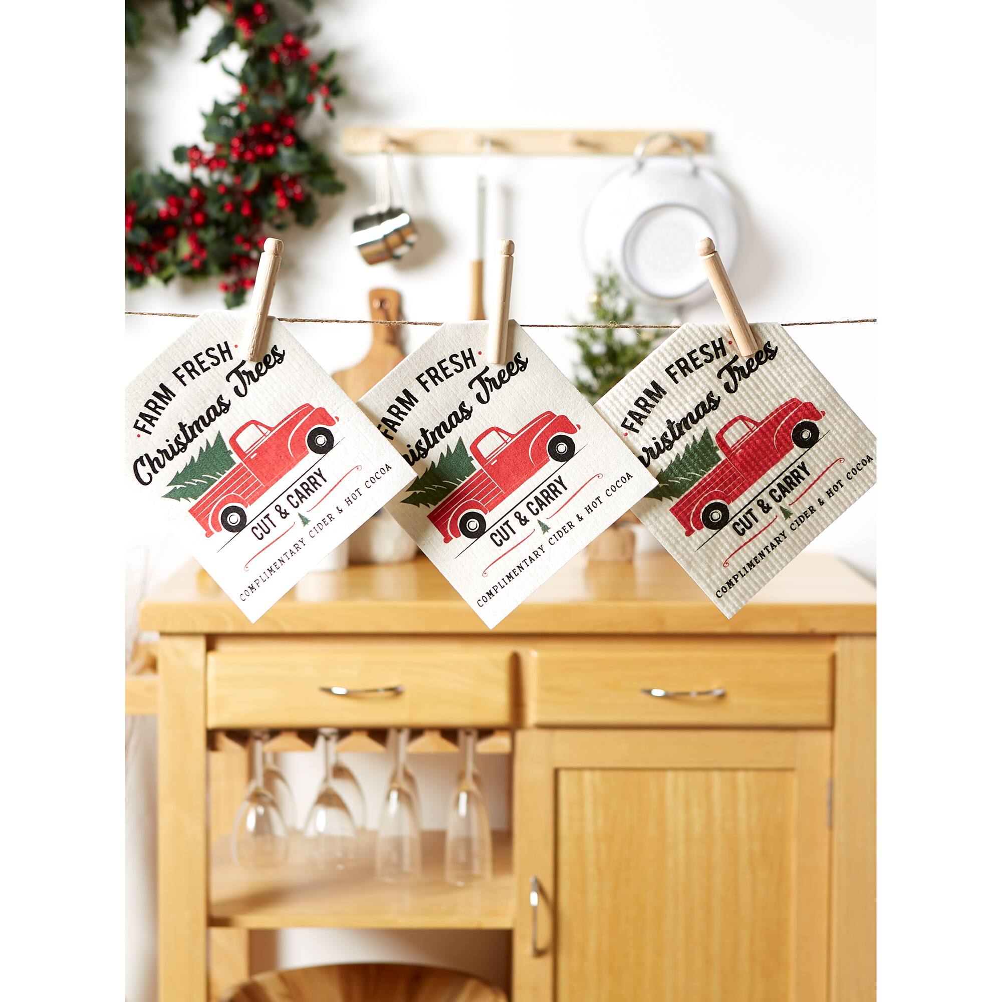 DII® Christmas Truck Swedish Dishcloth Set, 3ct.